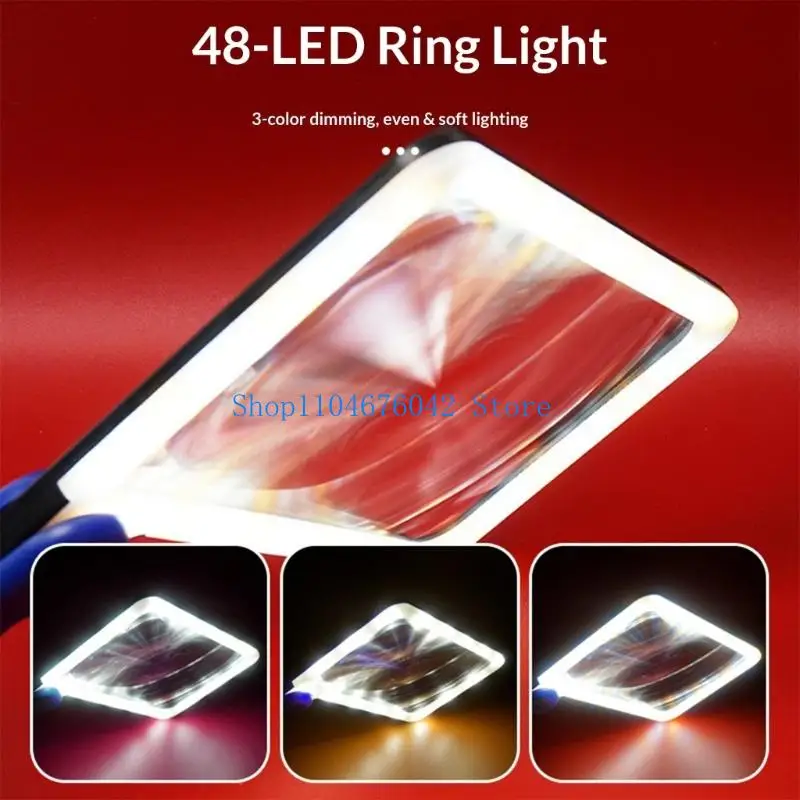 

652F Full Pages Magnifier Featuring Foldable Design Bright LED Lighting Reducing Eye Strain for Reading Aid Elderly Readers