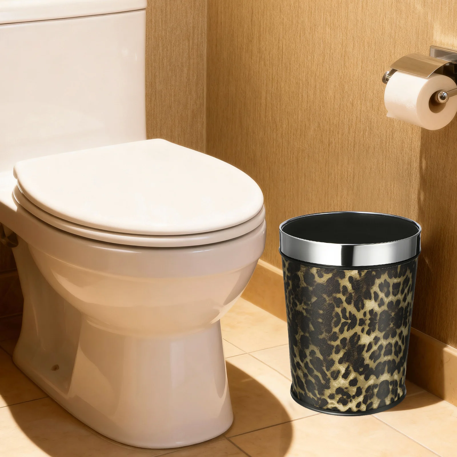 

Decorative Stainless Steel Trash Can Retro Style Multi-Function Garbage Holder Large Diameter Easy to Use Home Supply