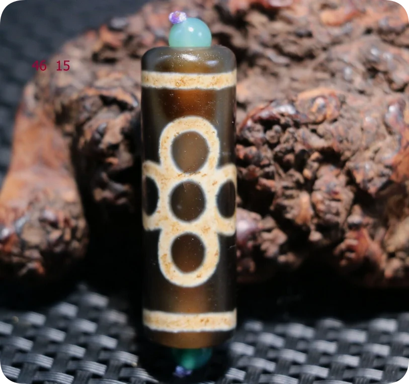 Magic Energy Tibetan Old Agate 5 Eyed Lightening dZi Bead Totem Amulet Pendant