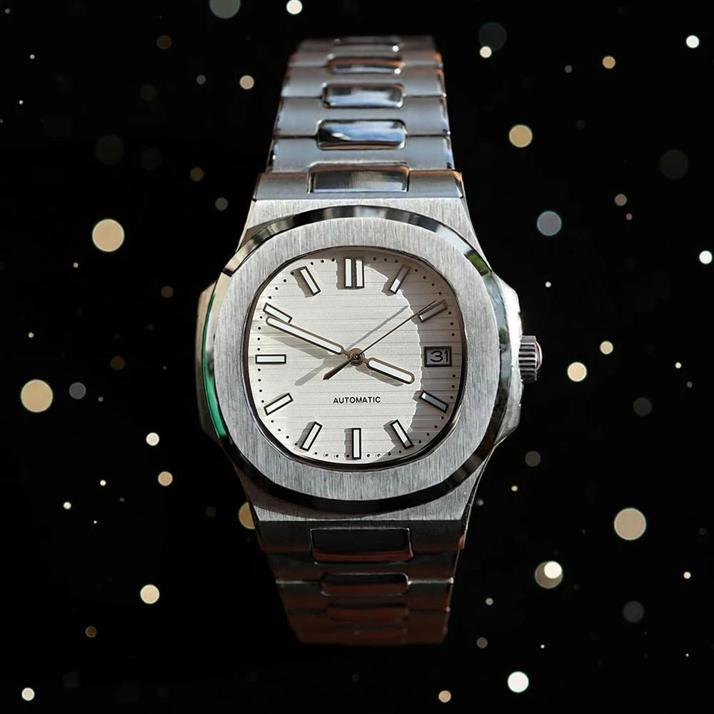 Reloj NH35 para hombre, esfera con logotipo personalizado, reloj mecánico de acero inoxidable para hombre, reloj resistente al agua compatible con reloj con movimiento NH35