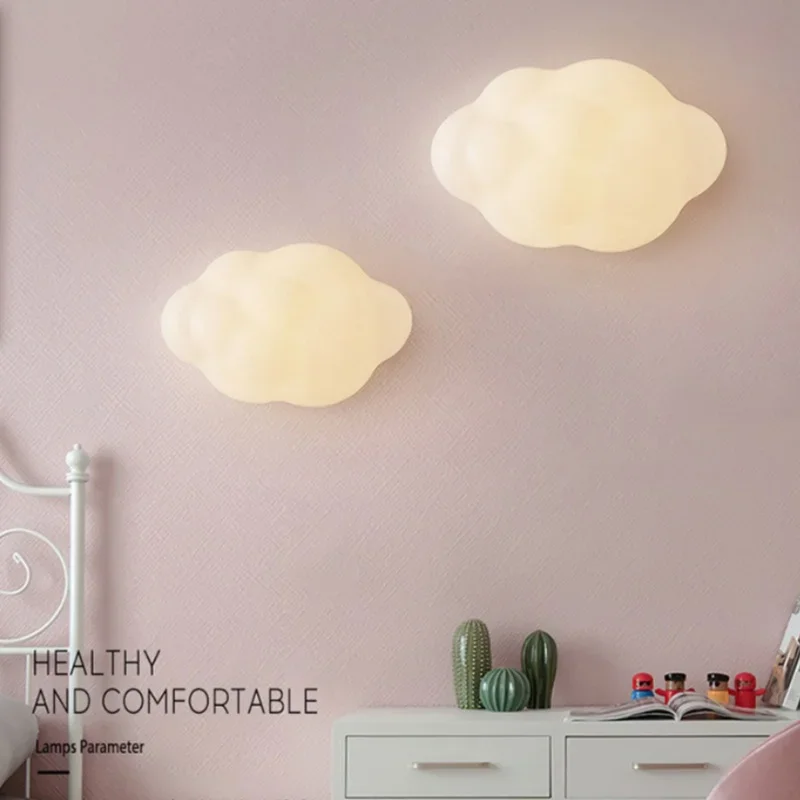 

Children's Room Cloud Wall Lamp Kid Originality Nordic Style Dimming Wall Light Bedside Indoor Home Decorations Bedroom Lamp