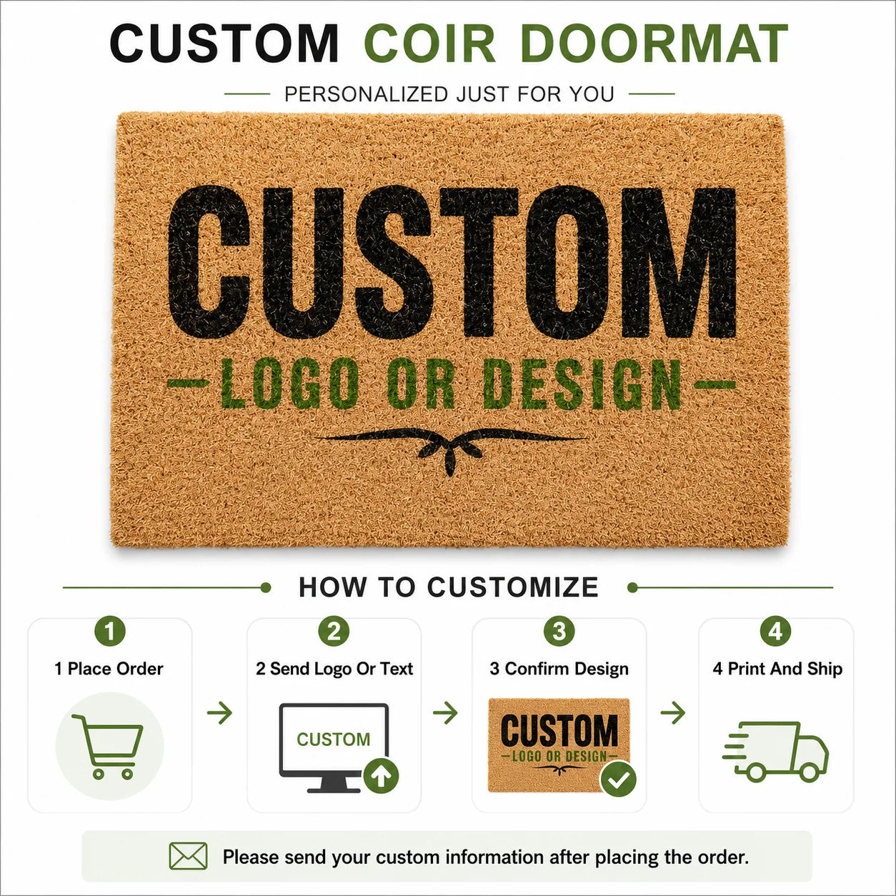Customized Coir Doormat Logo T - огляд і ціна Home Textiles Company