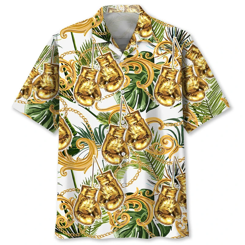 

Hawaii Style Boxing Printed Shirt Men's Clothing Leisure Box Sport Button Shirts 3D Printed Vacation Casual Novel Fashion Top