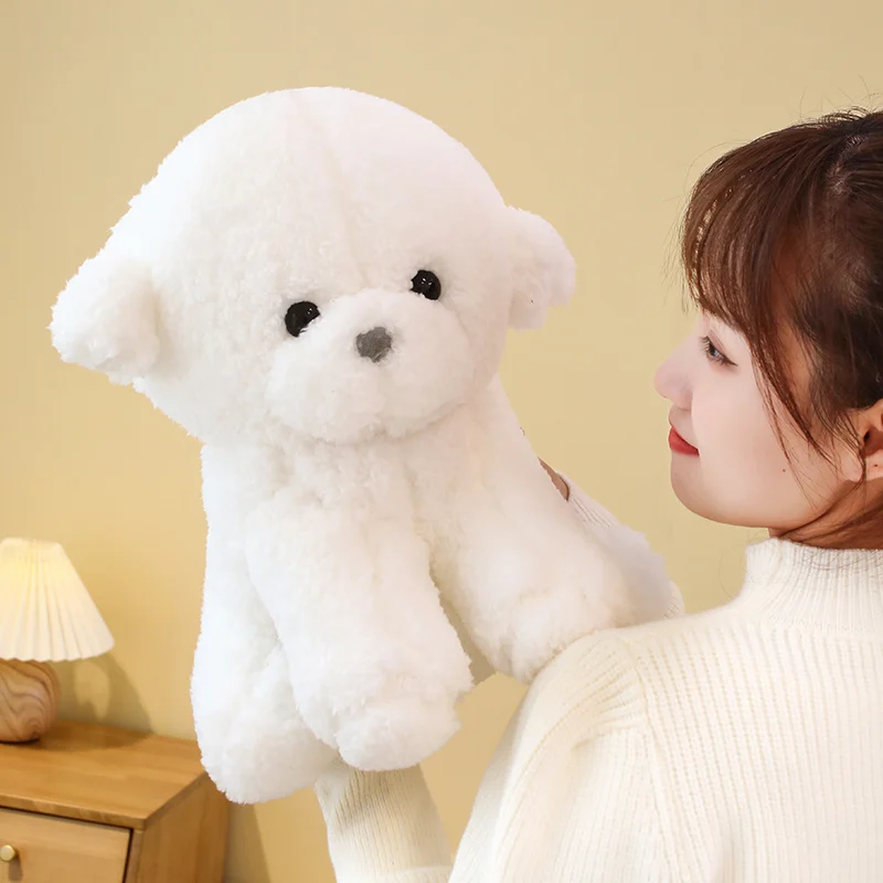 Juguete oso de peluche de Ebi Kawaii para perro, simulación de pie, pequeño Bichón Frise, Animal, decoración del hogar, amigo, blanco y Beige