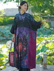 Luxury robe Long dresses National style patchwork embroidery plus-size jacquard Vintage dresses loose long coat High quality