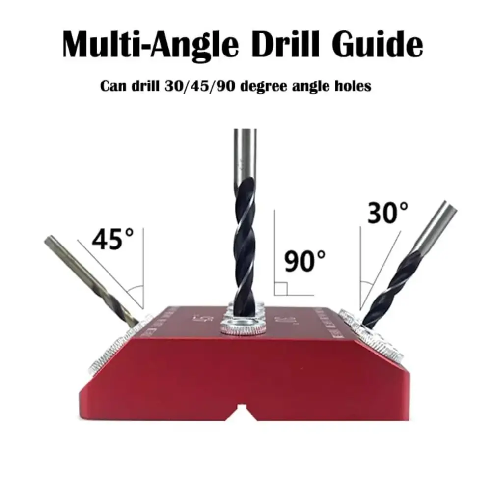 30 45 90 Degree Angle Drill Guide Angled/Straight Holes V/N Shape Slot Drill Template Block Red High Hardness Angle