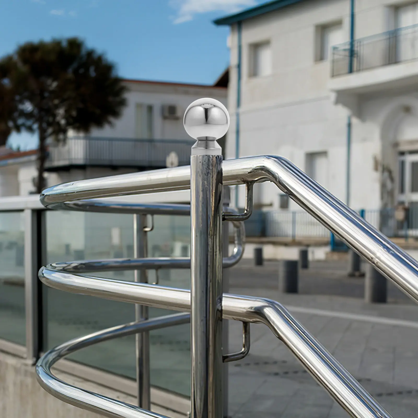 

Stainless Steel Hollow Ball Finial Stair Handrail Decorative Post Cap Outdoor Garden Fence Topper Metal Fence Ball Cap