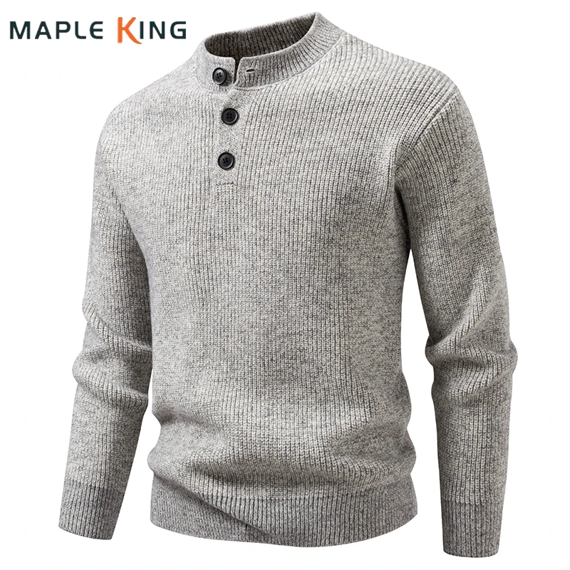 

Мужские свитера, зимние винтажные дизайнерские пуловеры на пуговицах, Pull Homme, осенняя одежда 202, однотонные мужские теплые вязаные свитера, пальто