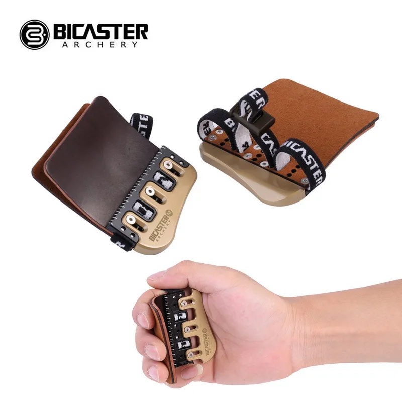 

BICASTER Leather +Brass Finger Guards Finger Protector M/L Suitable for Recurve Bow Leather Light Bow Finger Guards