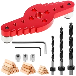 2 in 1 Self Centering Dowelling Jig Woodworking Joinery Hole Drill Guide,Wood Dowel Hole Positioner Locator Wood Drill Hole