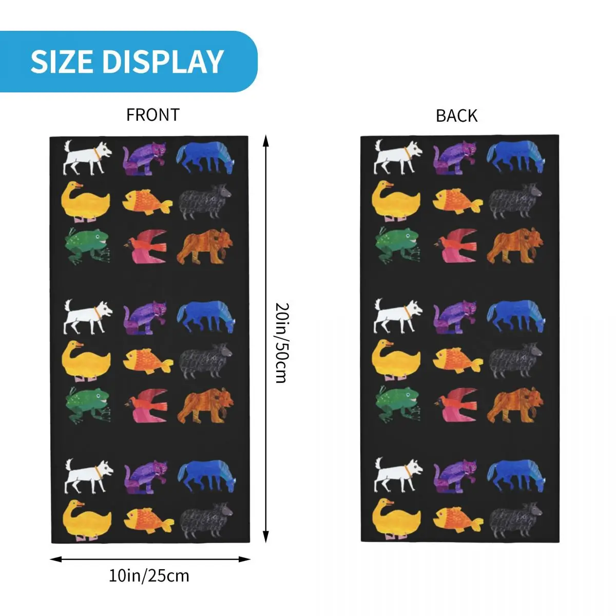 Eric Carle Animals Bandana cubierta para el cuello bufanda envolvente estampada máscara facial multifunción senderismo pesca Unisex adulto transpirable