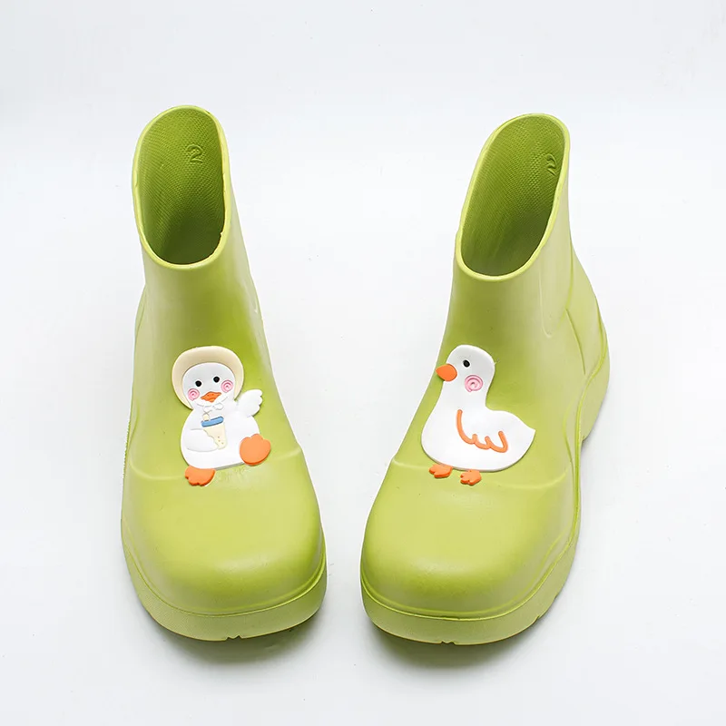 Duck Aqua Shoes Women's Waterproof Rain Boots Candy Color Water Shoes Youth Girls EVA Water Boots Woman Pink Mid Calf Rain Shoes