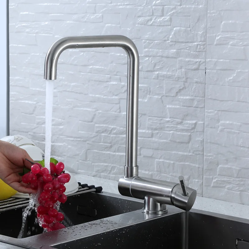 Stainless Steel Front Window Folding Kitchen Faucet 360 Degree Rotate Sink Tap Inner Window Wash Basin Hot Cold Mixer Water Tap