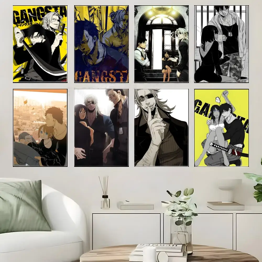 Urban Dark Thriller Anime G-GANGSTA Poster  Self-adhesive Art Waterproof Paper Sticker Coffee House Bar Room Wall Decor