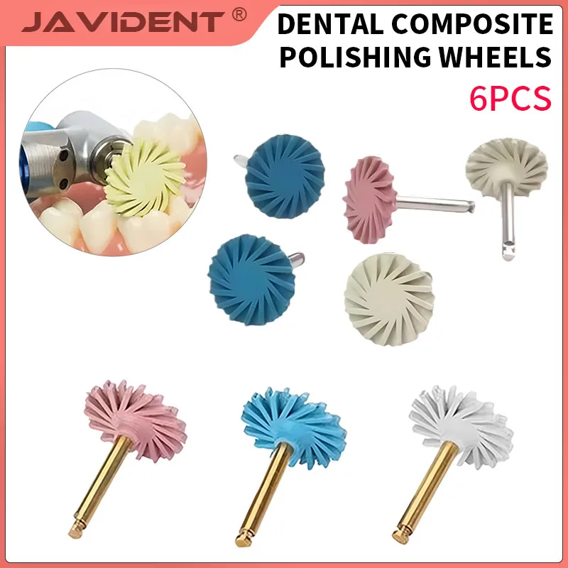 6Pcs RA Polishing Disc Spiral Flexible Brush Dental Enamel Polishing Disc Bending Machine Dental Composite Resin Polishing Brush