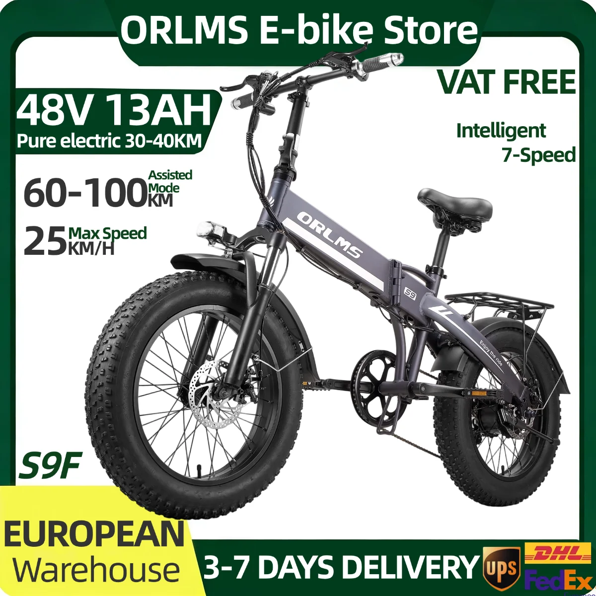 Orlms S9F 48V 13Ah Elektrofahrrad für Erwachsene, 20*4 Zoll Reifen …