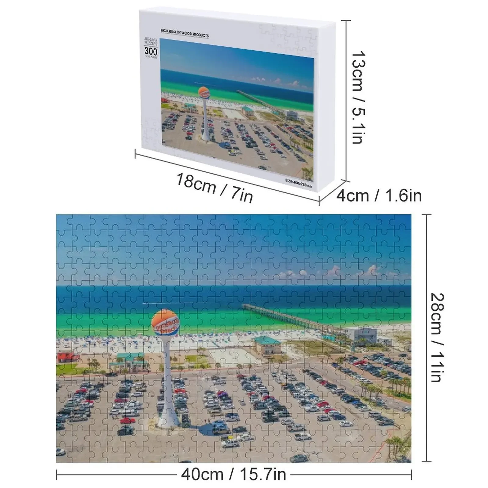 จิ๊กซอว์รูปหอคอยน้ำเอเมอรัลด์โคสต์ วู้ดส์ สำหรับผู้ใหญ่ เกมเด็ก ไอคิว ปริศนาไม้สลักชื่อส่วนตัว