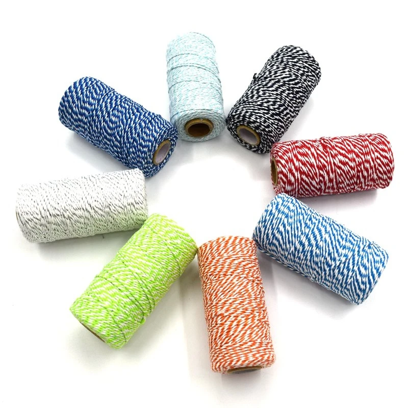 2MM 10yards 100% Cotton Rope Two Color Twisted String Cotton Cords Thread For Room Decoration Handmade Christmas DIY Gift Wrap