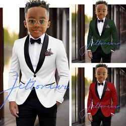 White Boys Suit 2 Piece Set Wedding Tuxedo for Kids Shawl Collar Jacket Pants Formal Blazer Fashion Custom Clothes