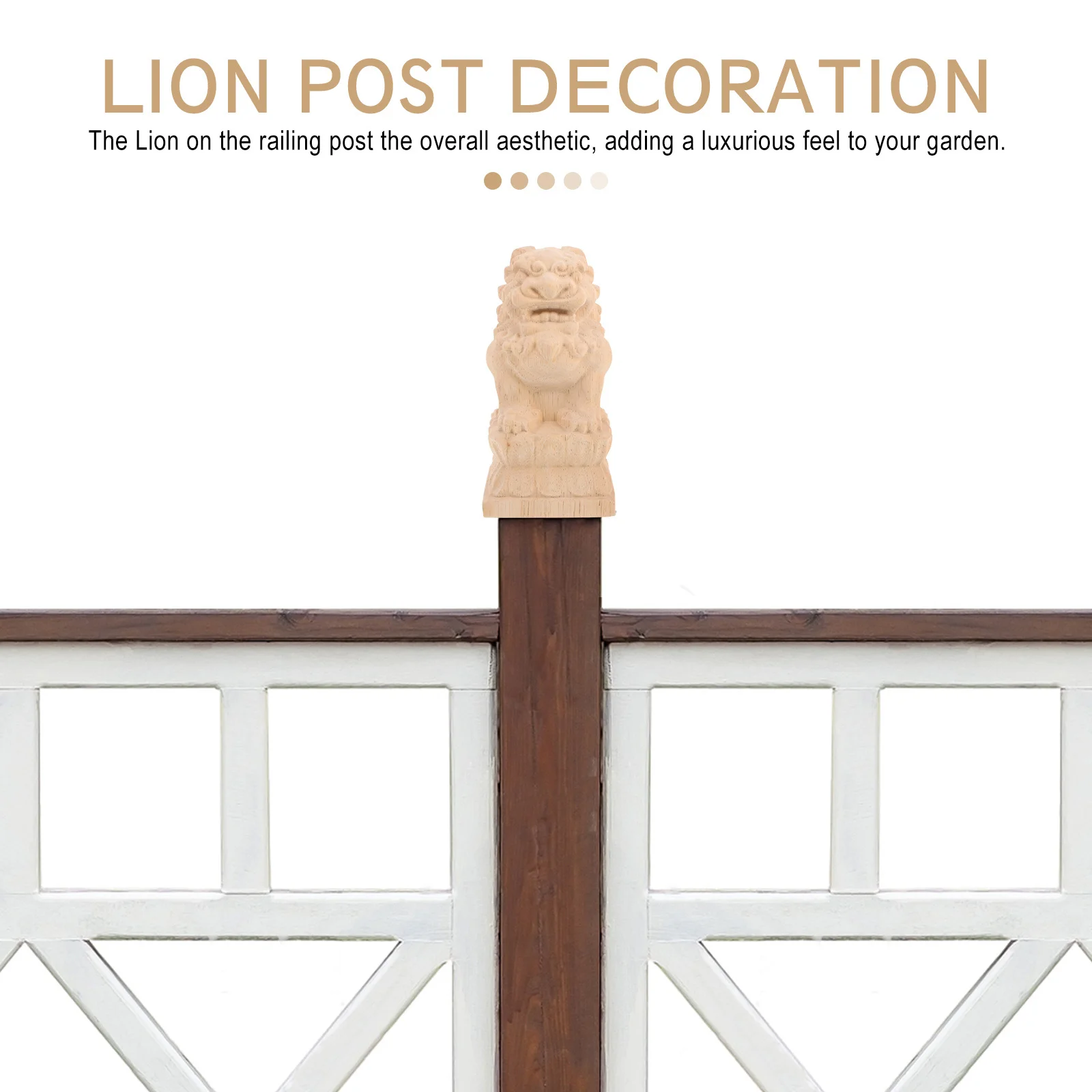 Unpainted Wooden Lion Sculpture Carved Guardian for Garden Bridge Landscape Decor Micro Landscape Prosperity Outdoor Ornament