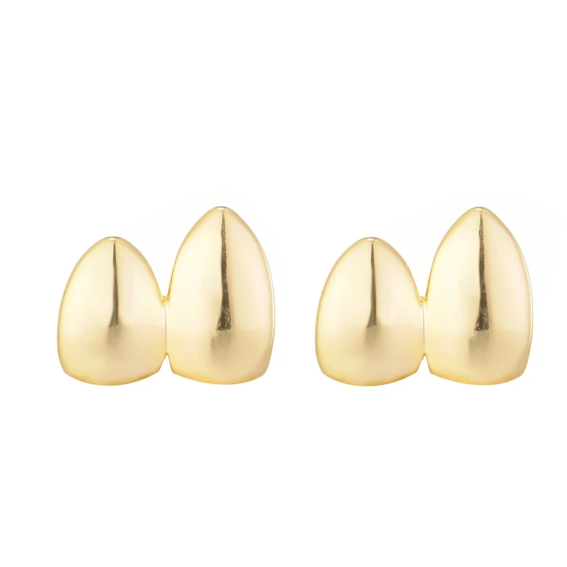 Hip Hop 2pcs Gold Plated Teeth Caps Grillz Top & Bottom Charm Grills For Men Women Jewelry Gift