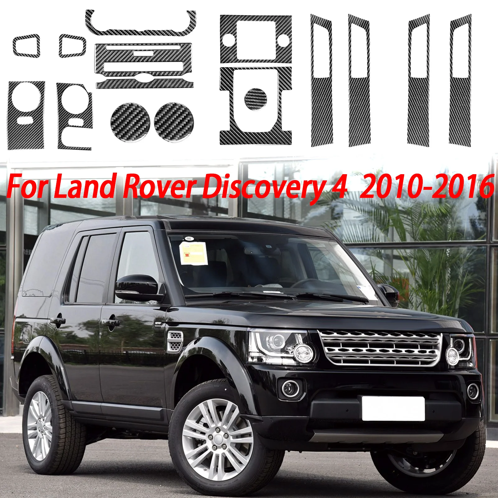 

For Land Rover Discovery 4 2010-2016 Carbon Fiber Car Interior Accessories Multimedia Panel Engine Button Cover Trim Sticker