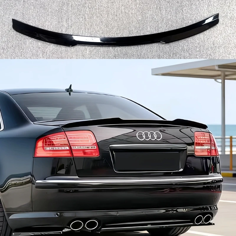 Für Audi A8 D3 2004-2013 Spoiler Hochwertiger ABS Glänzend Schwarzer Heckklappen-Autospoiler Flügel Auto-Tuning Zubehörteil