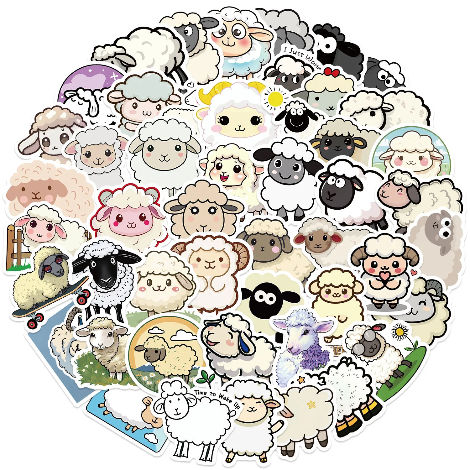 AliExpress UK GOGOTU 10/30/50PCS Cartoon Sheep Stickers Cute Animal Sticker DIY Scrapbook Laptop Phone Guitar Car Bike