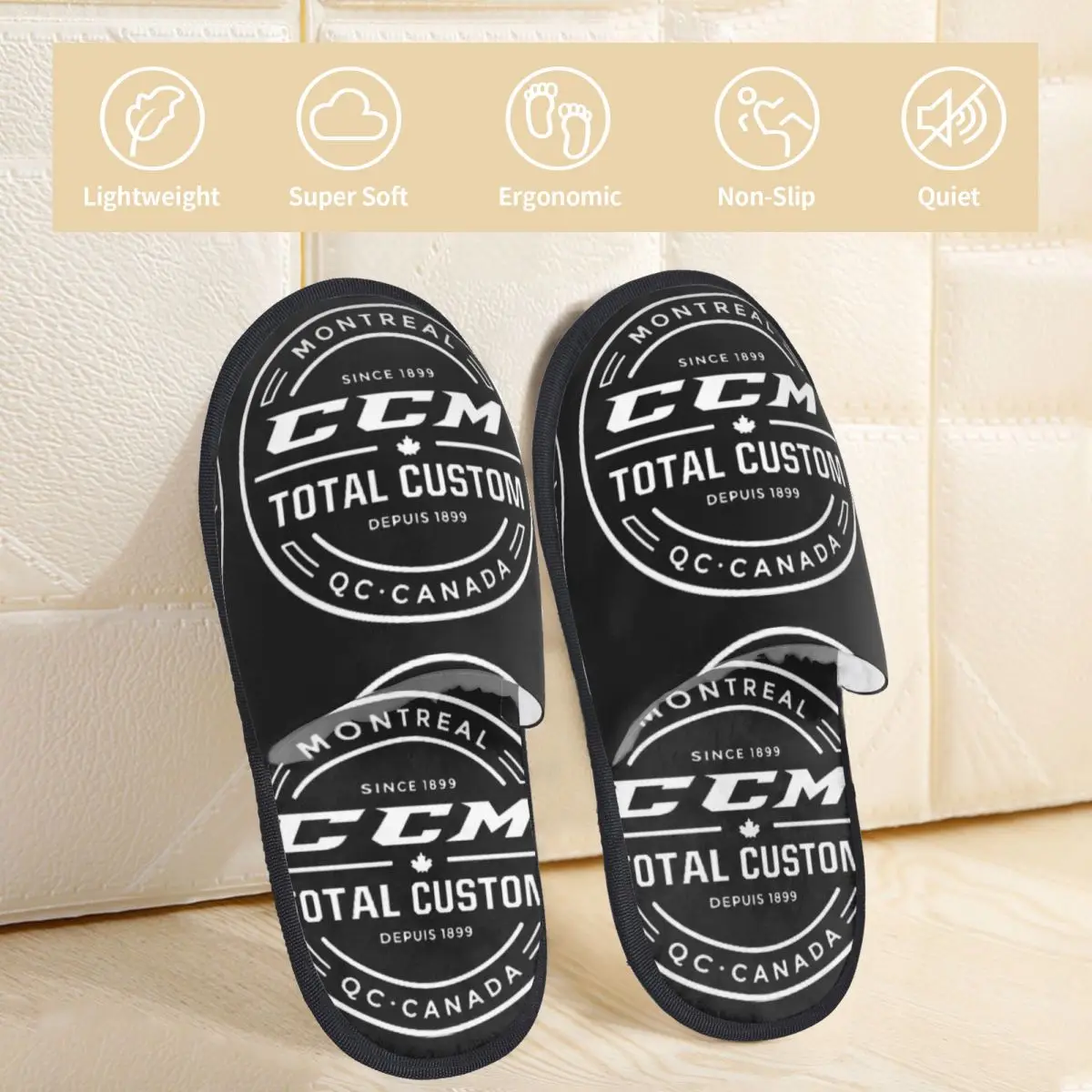 Winter House Slippers CCM Canada Logo Ice Hockey Merch Household Fur Slippers Slides Indoor Soft Anti-skid Slides