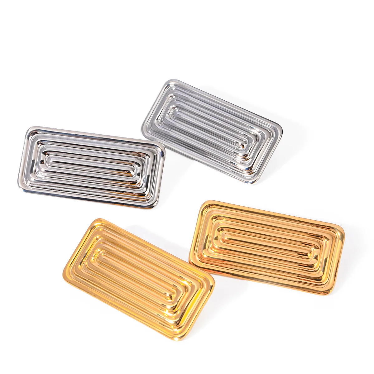 

Stainless Steel PVD 18K Gold Plated Tarnish Waterproof Rectangle Button Earrings For Woman Jewelry Wholesale INS
