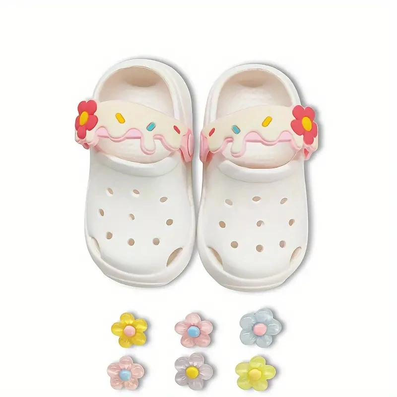 Trendy Cute Flower Decor Clogs For Girls, Breathable Non-slip Clogs For Indoor Outdoor Beach, Spring And Summer