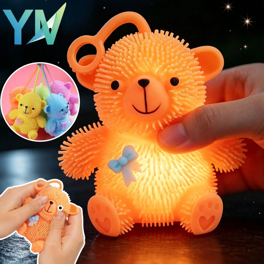 12-24個入り-光るクマ型スクイーズトイ-伸縮性のある落ち着くフィジェットボウ-感覚的なノベルティグッズ-大人向け-ホームオフィス-パーティーに最適