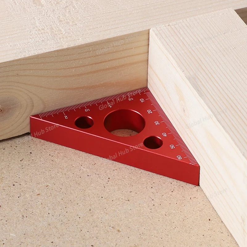 Aluminum Alloy Triangle Ruler, 45 Degree Angle Imperial and Metric Scales Isosceles Right Triangular Precision Carpentry Squares