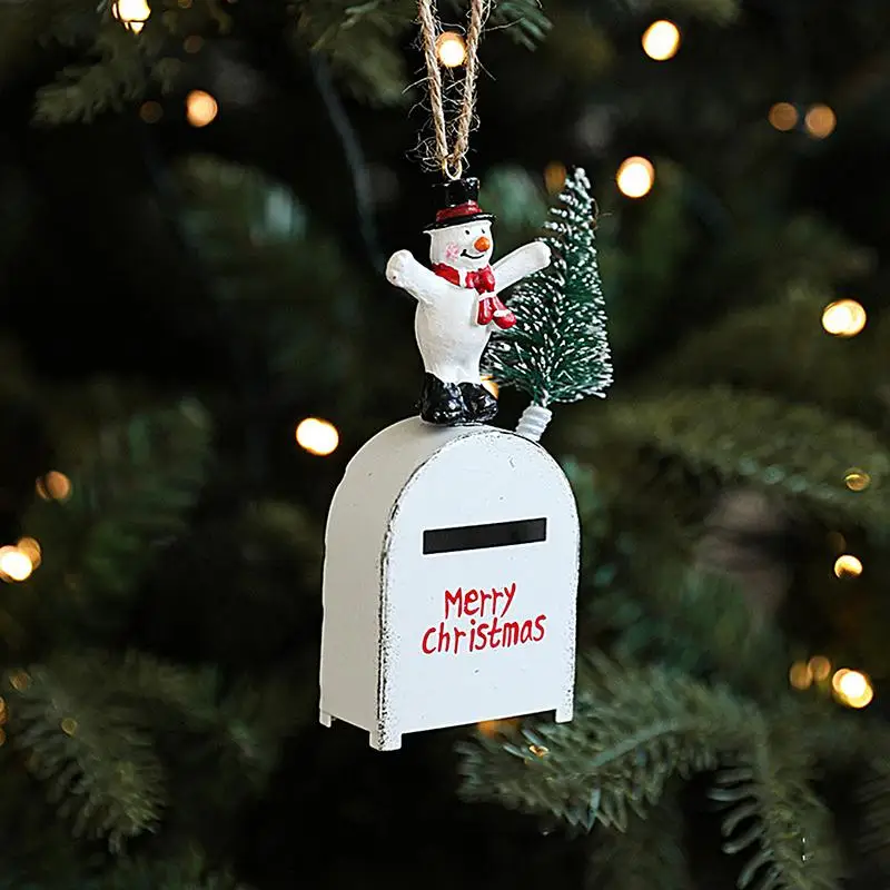 Adorno de buzón para árbol de Navidad, colgante de buzón pequeño, decoraciones para árboles de Navidad, caja de letras, adornos colgantes