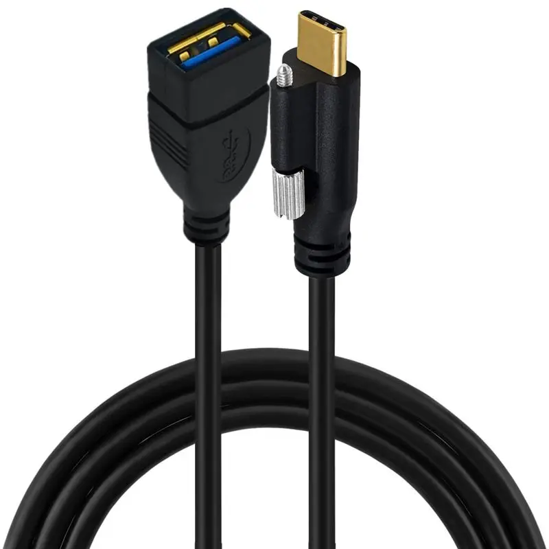 0.3m 1.2m 2m 3m OTG Gold-Plated 5Gbps USB 3.0 Version A Female to Type-C Male Data Cable With Panel Installation Locking Screw