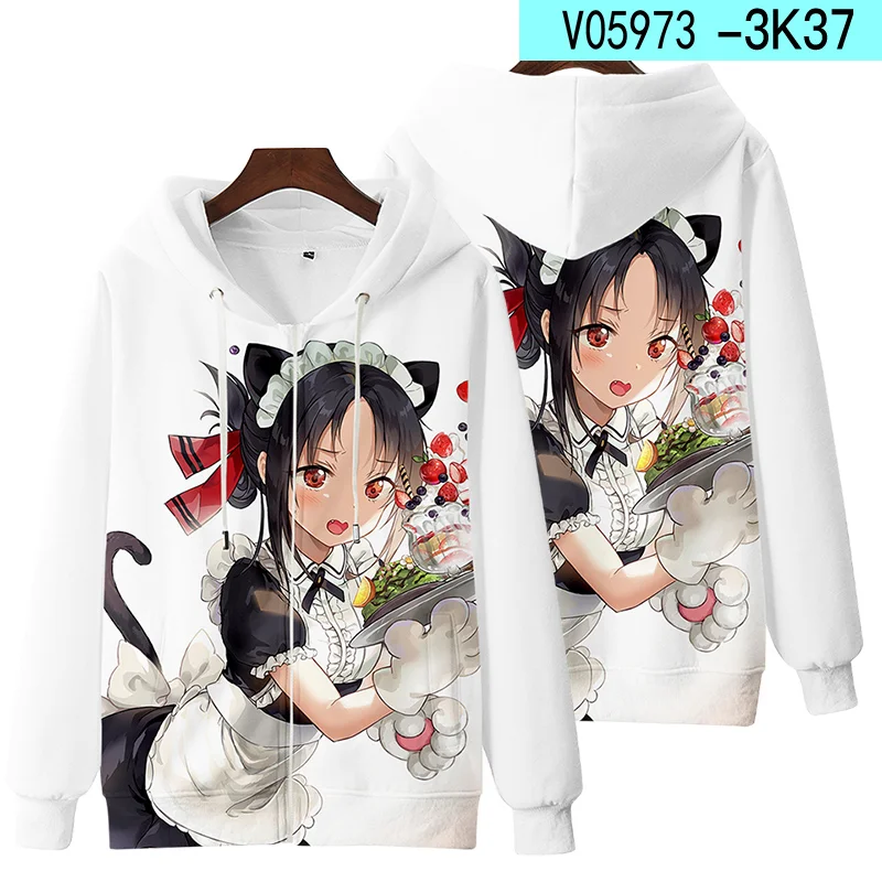Hot Kaguya - sama: Love Is Wa Anime Zip up hoodies 3D Print Men Casual Women Long Sleeve Man Tees Cosplay Hoodie