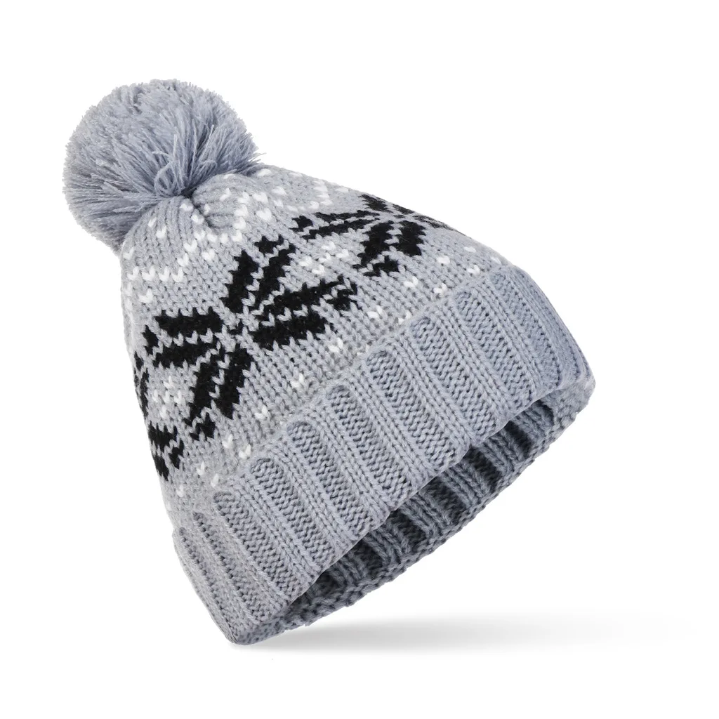 Neue große Schneeflocken-Weihnachtswollmütze für Frauen im koreanischen Stil für Herbst und Winter, vielseitige warme Pullover-Strickmütze im trendigen Stil