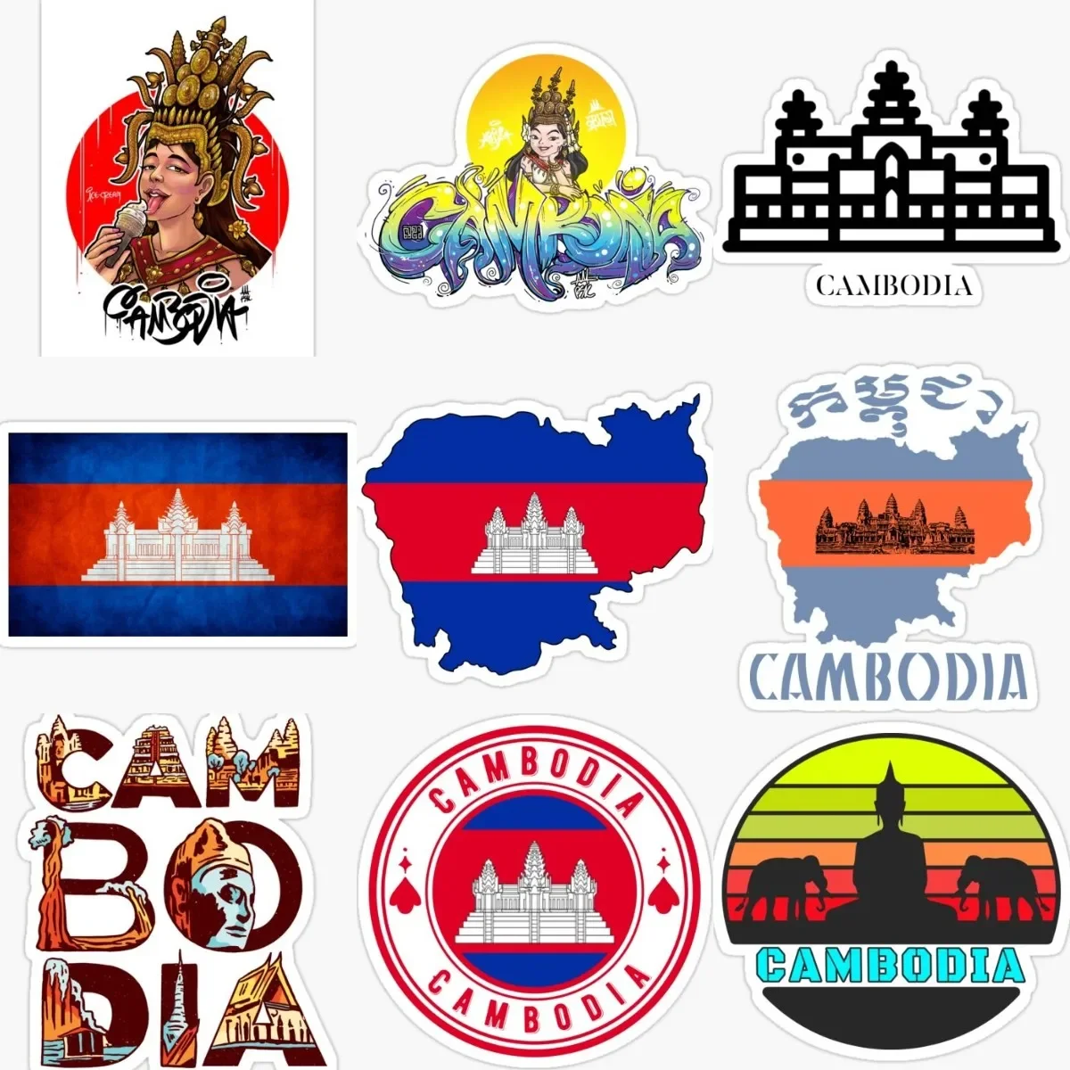 

Cambodia Flag Map Emblem Creative Sticker for Decorate Wall Window Car Table Motorcycle Off-road Helmet Camper Bumper Decal