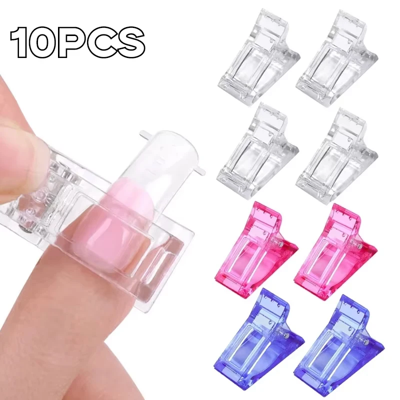 10 Pcs Poly Gel Finger Nail Extension LED Builder Clamps For Quick Building Poly Gel Nail Forms Acrylic Nail Clips