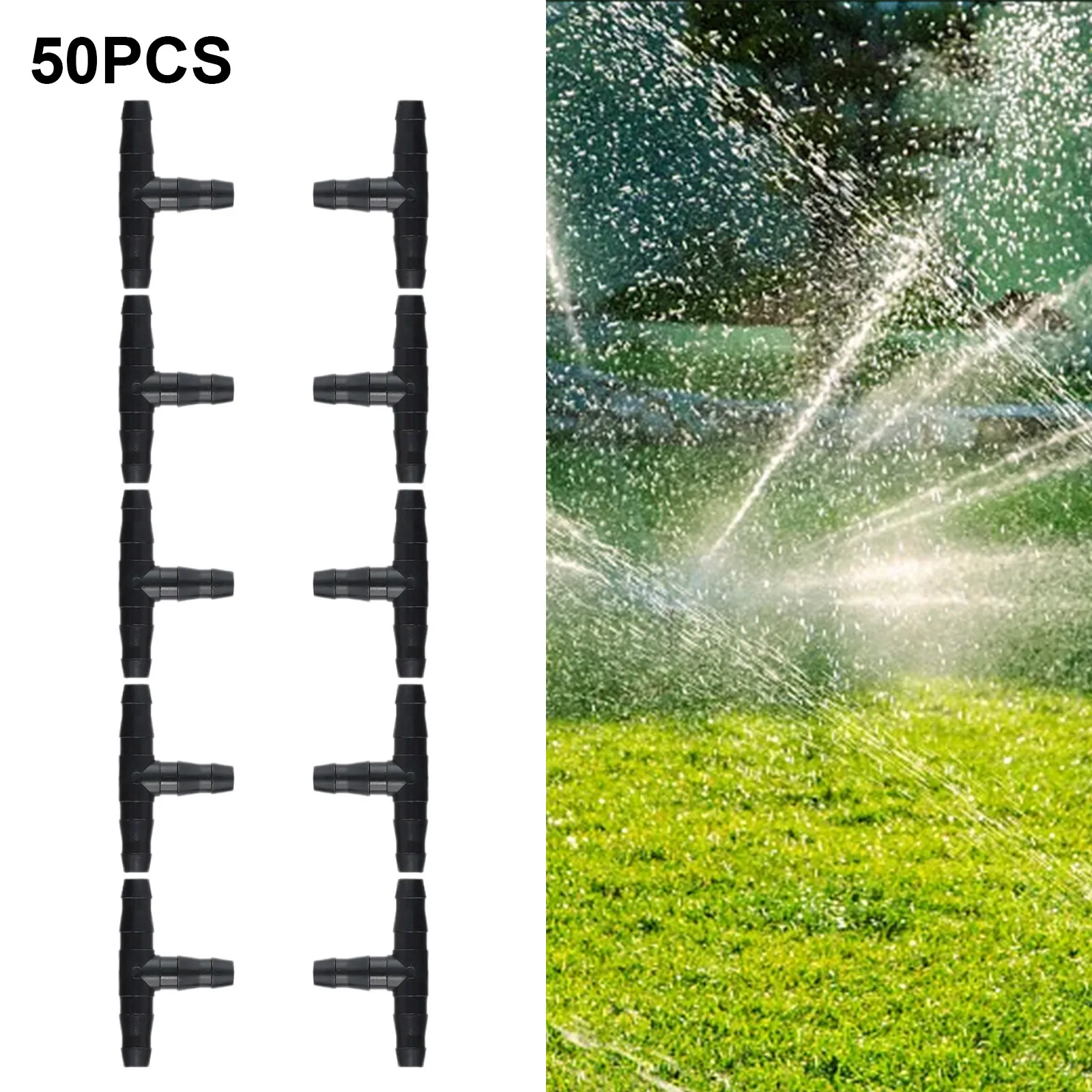 

50pcs Practical Drip Sprinkler Irrigation Barbed Tee Connector For 4/7mm Hose Flower Pot Garden Lawn Watering System