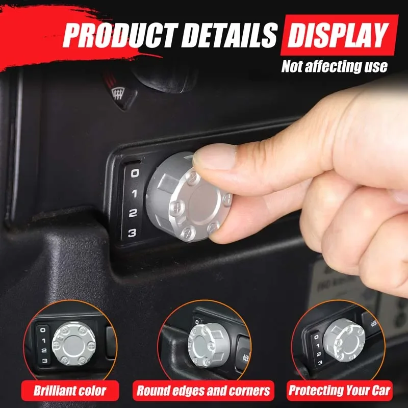 For Land Rover Defender 90 110 2004-2018 Aluminum Alloy silver car headlight height adjustment knob cover sticker accessories