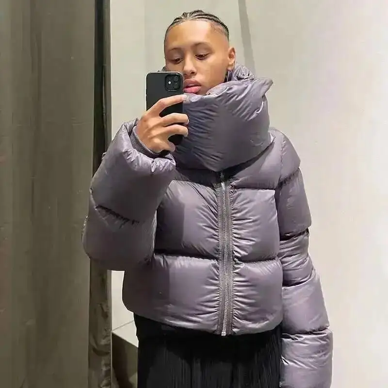 HKSH Autumn Winter New Men Tide Cotton Padded Jacket Scarf Collar Thick Long Sleeve Zipper Bread Chic Trendy RO Style Coat H2840