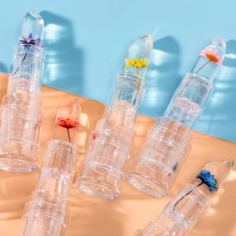 Blumen-Lippenbalsam, Gelee-Textur, feuchtigkeitsspendender, feuchtigkeitsspendender Lippenstift mit natürlichem Extrakt für weiche, glatte Lippen, tägliche Pflege