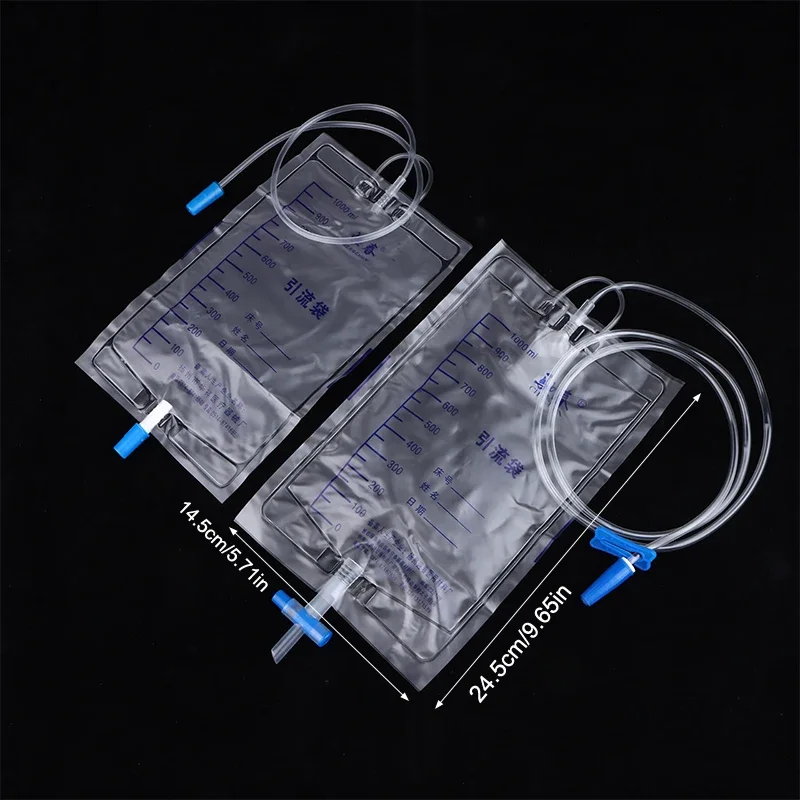 3Pcs 1000ML PVC Urine Bag With Outlet Valves Anti-Backflow Urinary Drainage Collection Bag For Medical Health Care