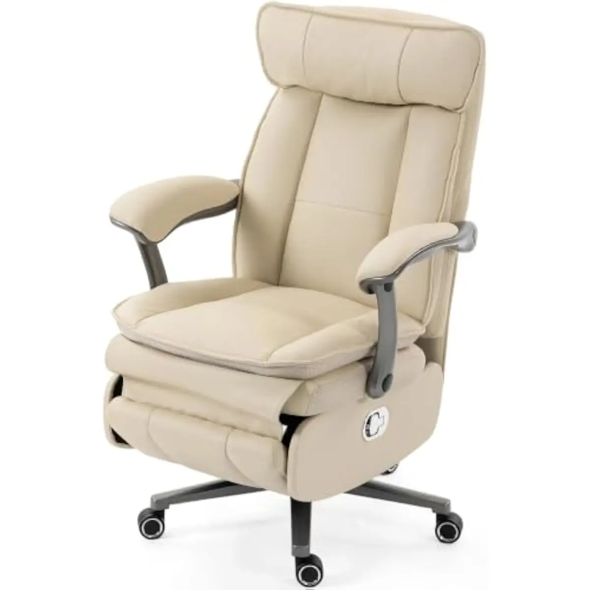 Ergonomic Big & Tall Reclining Office Chair with Power Lift Footrest PU Upholstery Heavy-Duty Steel Base 420 Lb Capacity Adjusta