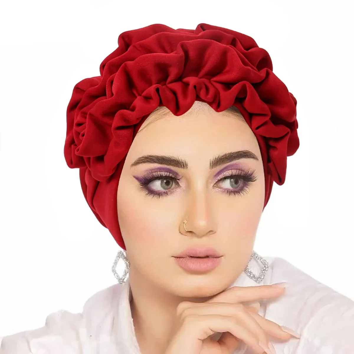 

New Fashion Ruffles Headscarf Indian Turban Women Chemo Cap Muslim Hijab Hat Beanies Bonnet Hair Loss Head Wrap Turbante Mujer