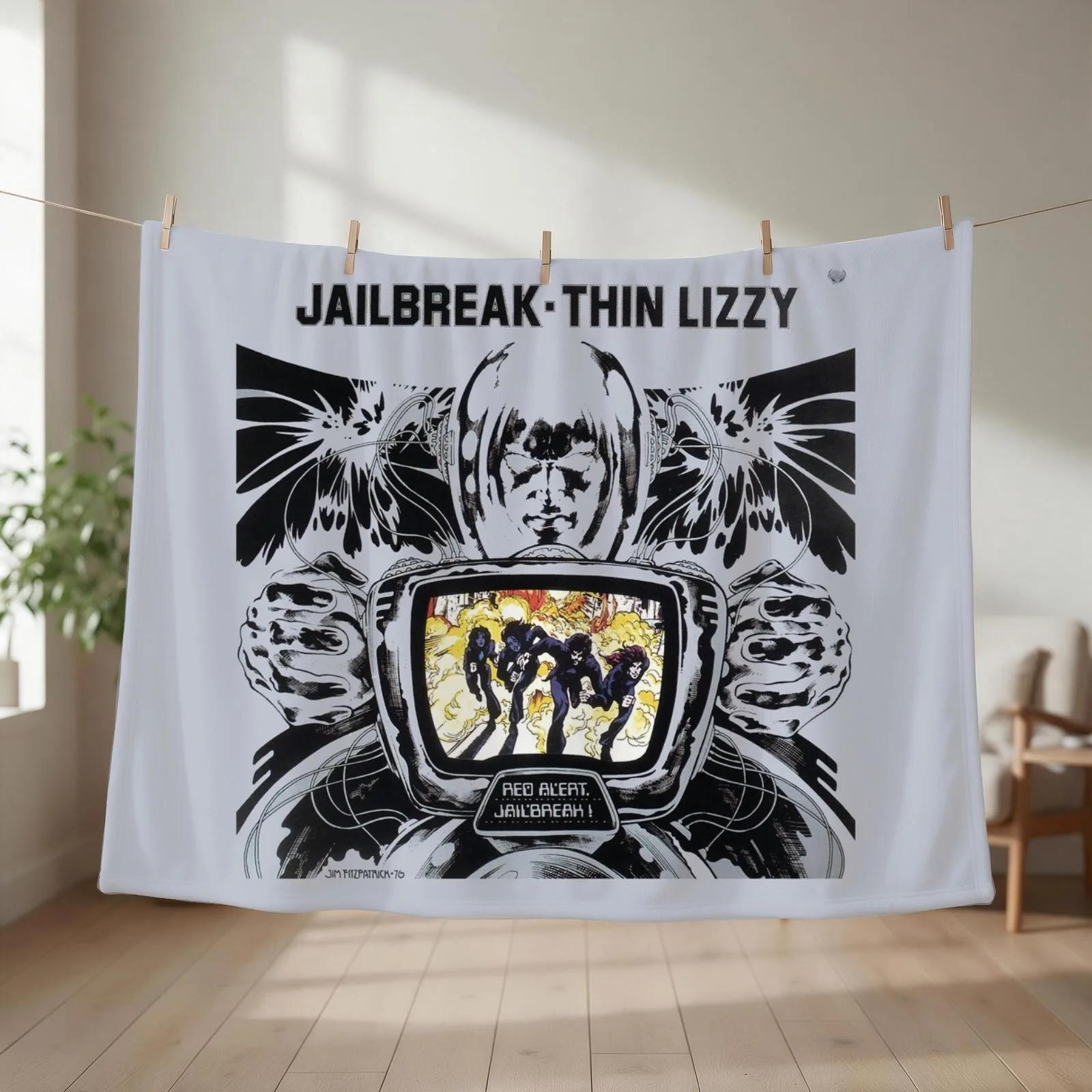 Seventies Cartoon album cover Throw Blanket couch cozy soft plush fuzzy picnic outdoor blanket