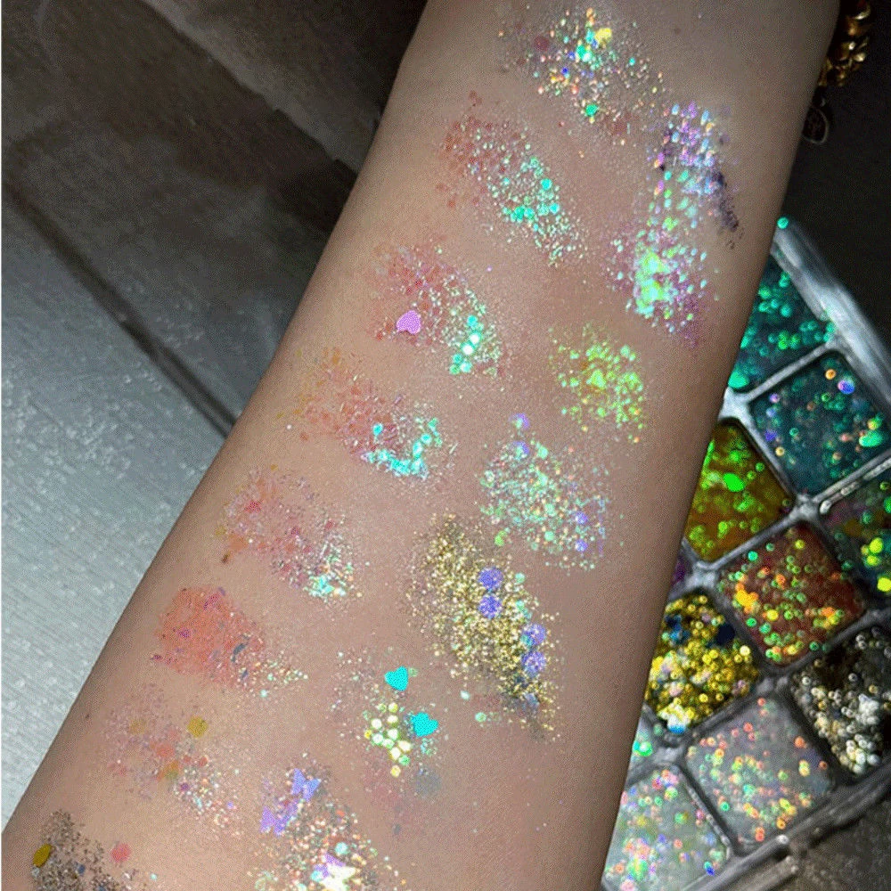 Palette de fards à paupières magiques scintillants de seize couleurs, couleur sol brillante mate perle, spectacle sur scène de fard à paupières de maquillage coréen