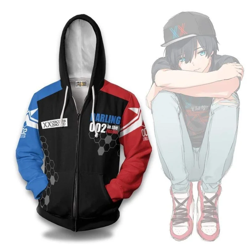 Japan Anime Darling In The Franxx Cosplay Zipper Hoodies 3D Print Man Woman Tracksuit Zipper Long Sleeve Hoodie Men's Clothing