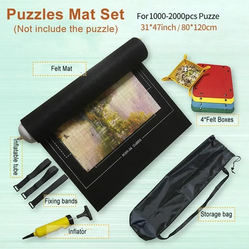Professional Puzzle Roll Mat Blanket Felt Mat up to 1500 Pieces Accessories Puzzle Portable Travel Storage Bag